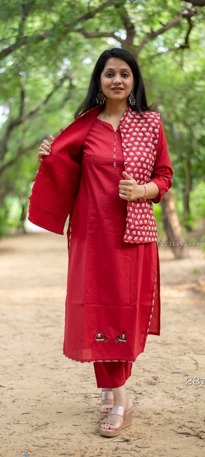 Cotton Suit Set with Quilted Premium Jacket