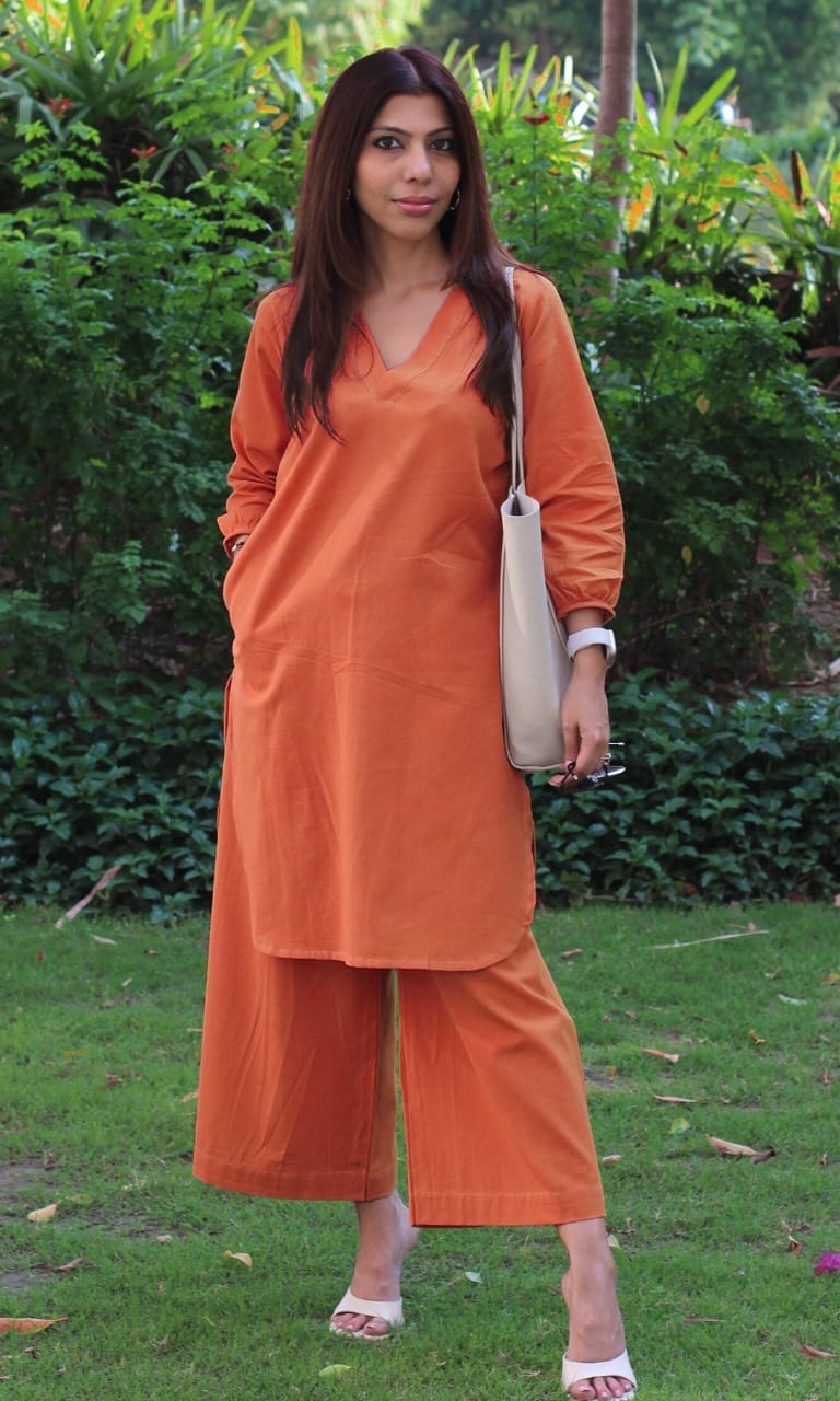 Monochrome Cotton Slub Pant Set