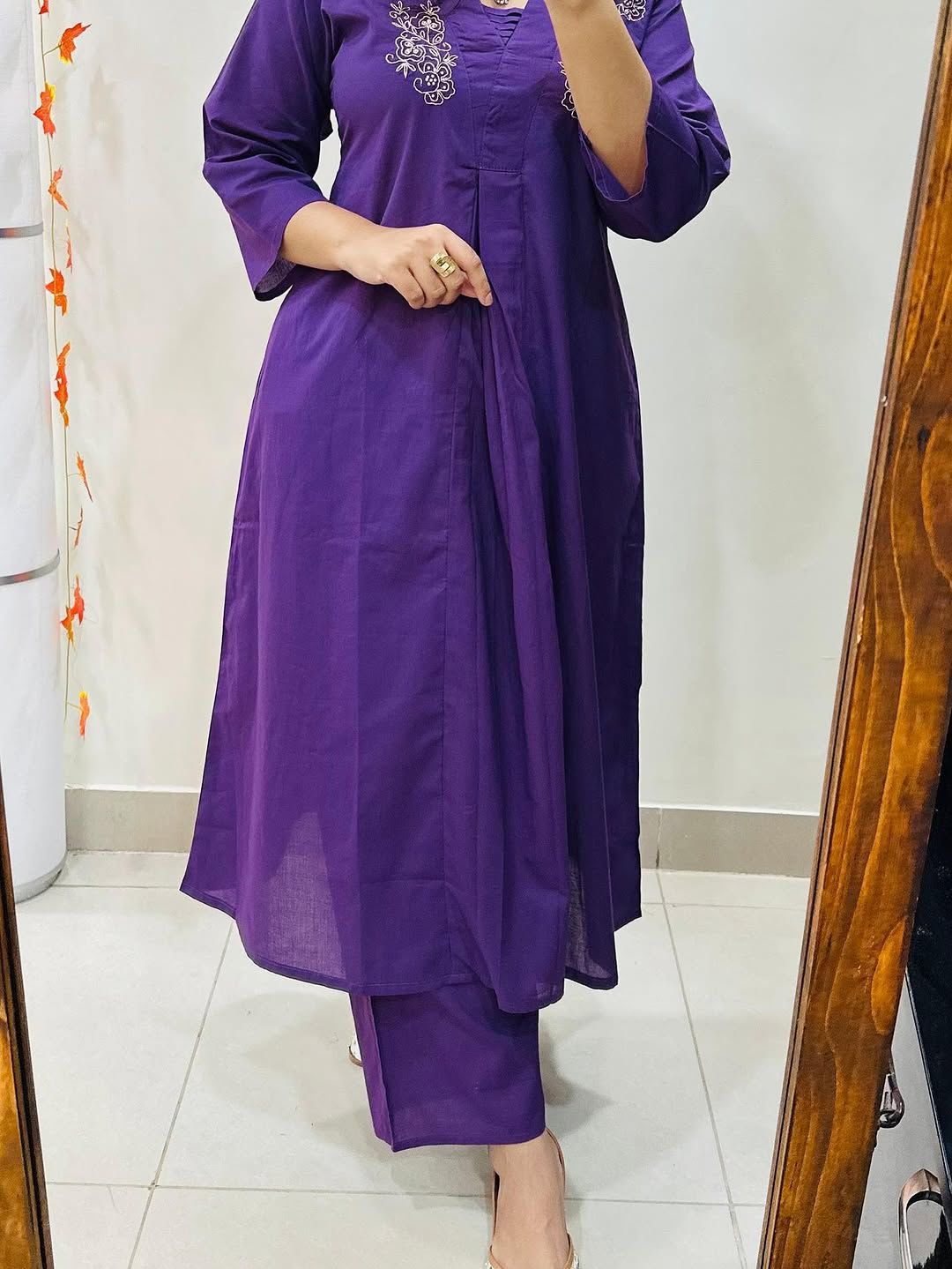 Premium Floral Fine Cotton Kurti Palazzo Set