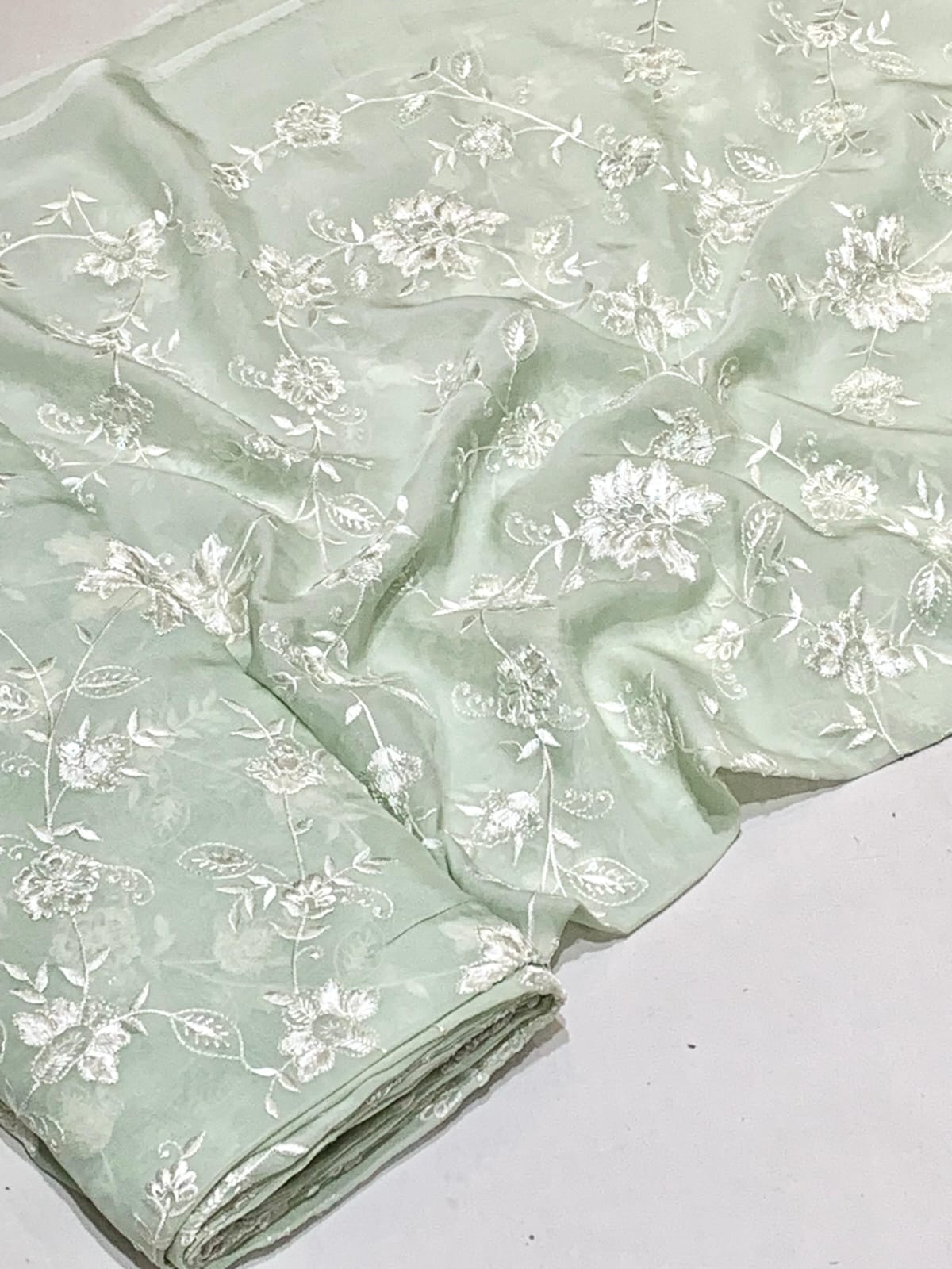 Gorgeous Pure Organza with Chikankari Threadwork