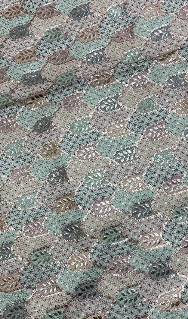 Premium Pure Embroidered Raw Silk Fabric – 44 width