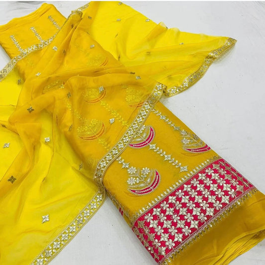 Exquisite Pure Tissue Fabric with Cutdana & Sequins Embroidery – 46