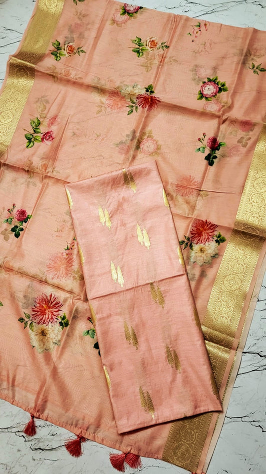 Exclusive Banarasi Unstitched Salwar Kameez with Dupatta – Pure Mercerised Zari Weaving