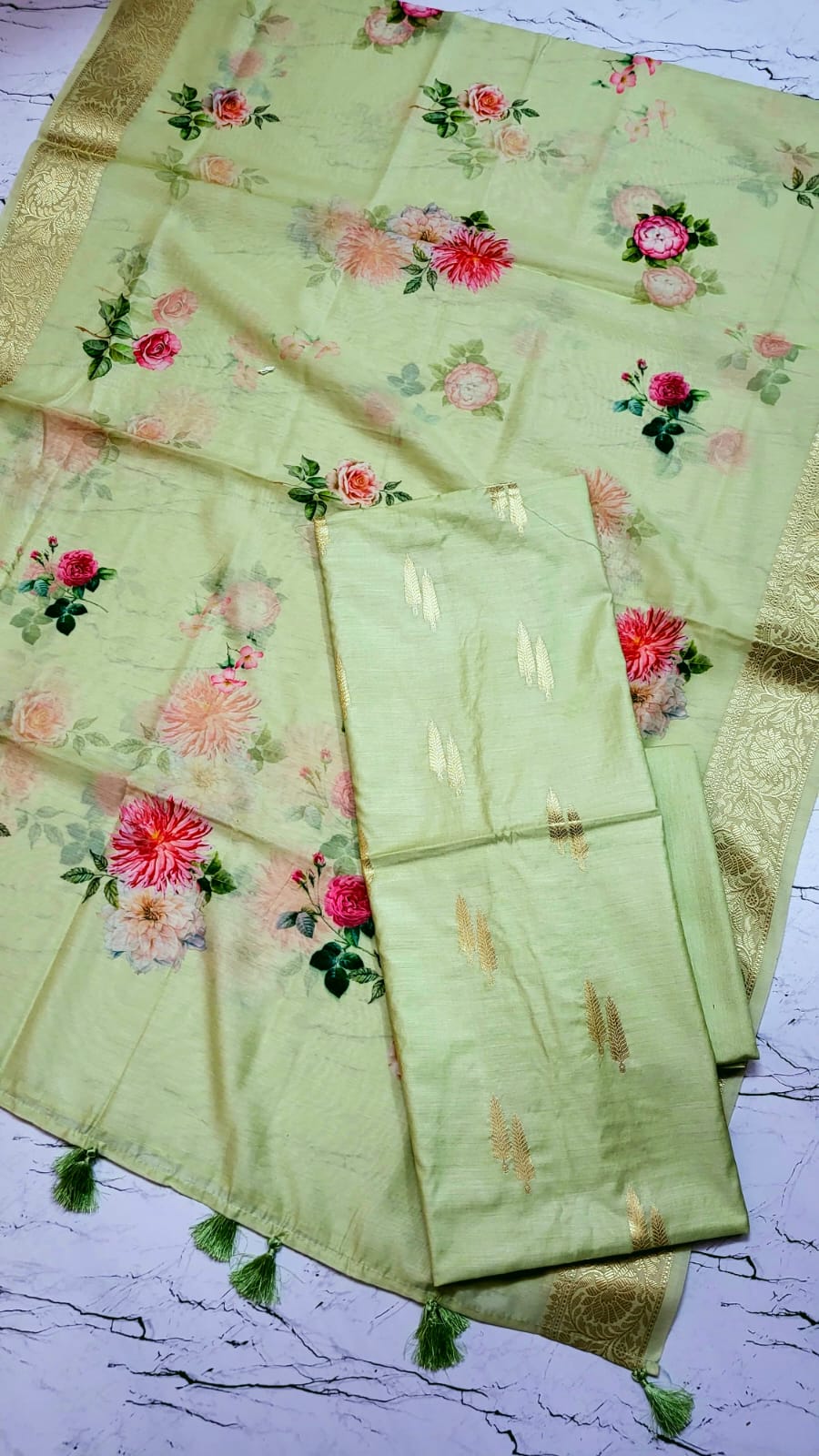 Exclusive Banarasi Unstitched Salwar Kameez with Dupatta – Pure Mercerised Zari Weaving