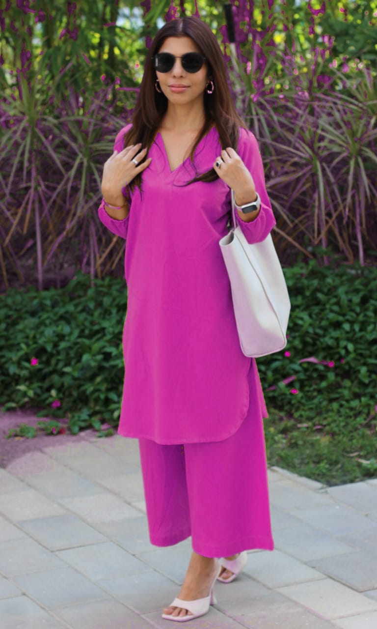 Monochrome Cotton Slub Pant Set