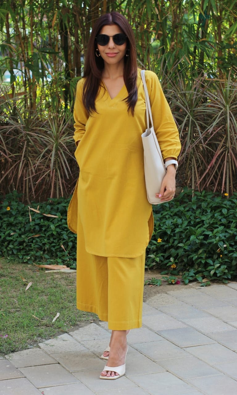 Monochrome Cotton Slub Pant Set