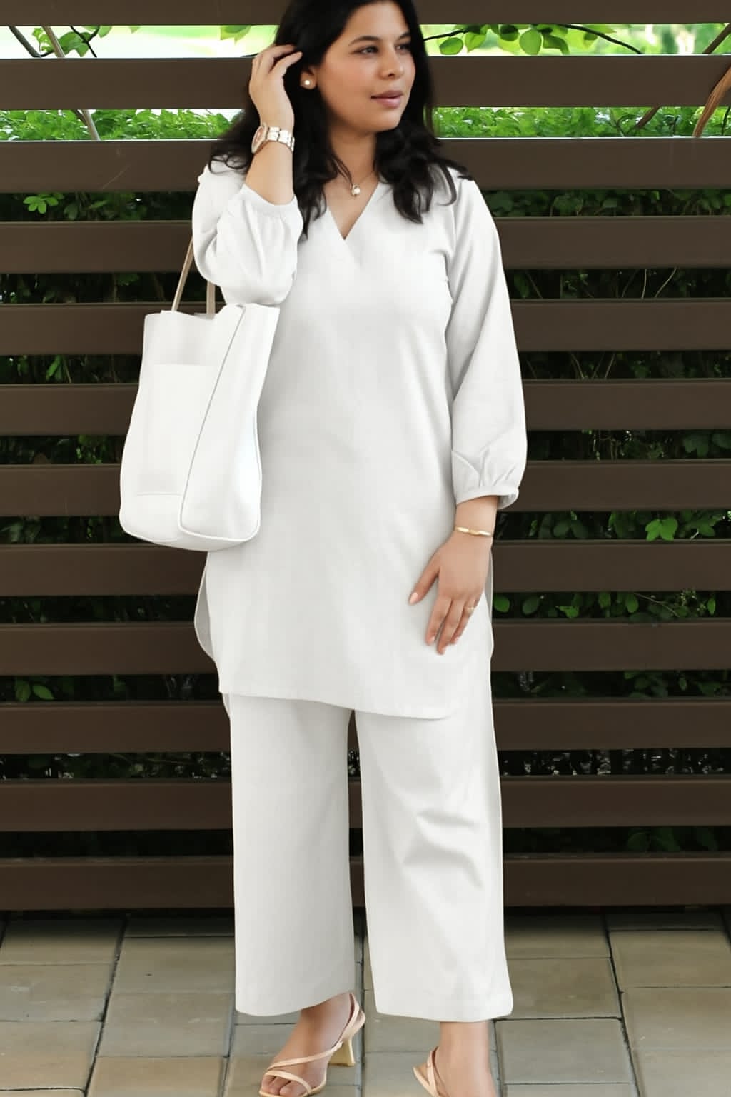 Monochrome Cotton Slub Pant Set