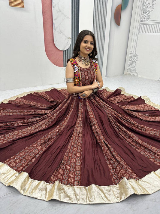 Navratri Cotton Lehenga Choli with Jacket – Ajrakh Print & Gamathi Work