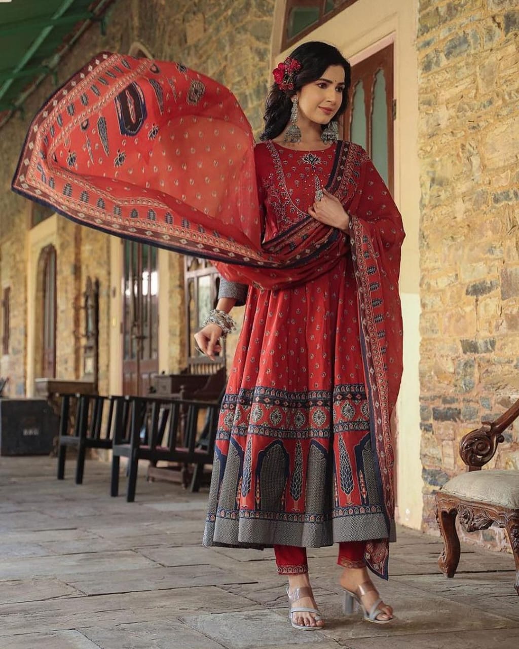 Festival & Karwa Chauth Special – Cotton Gown & Dupatta Set